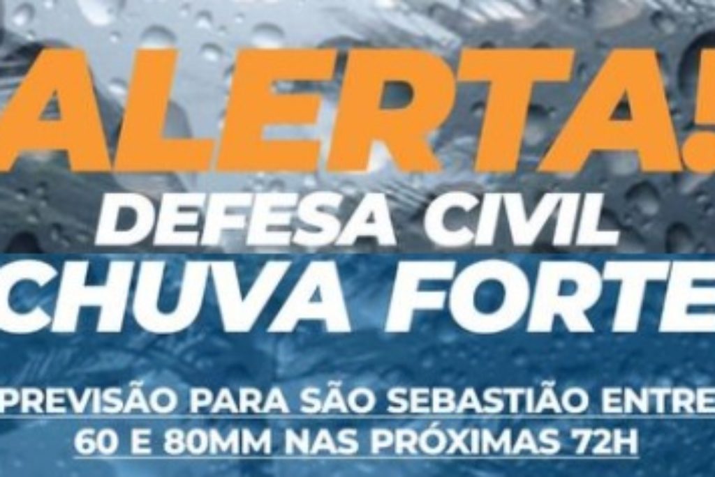 São Sebastião: Defesa Civil alerta para Chuva Forte até sábado