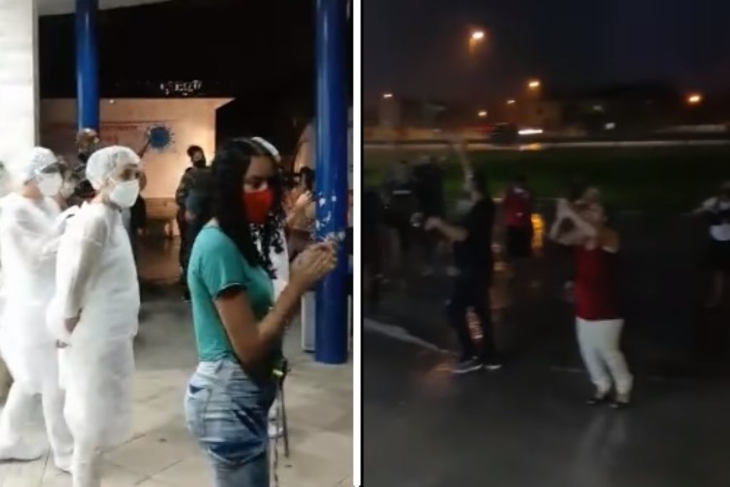 Mongaguá: Debaixo de chuva, grupo faz oração por pessoas internadas com Covid e profissionais da Saúde; assista ao vídeo