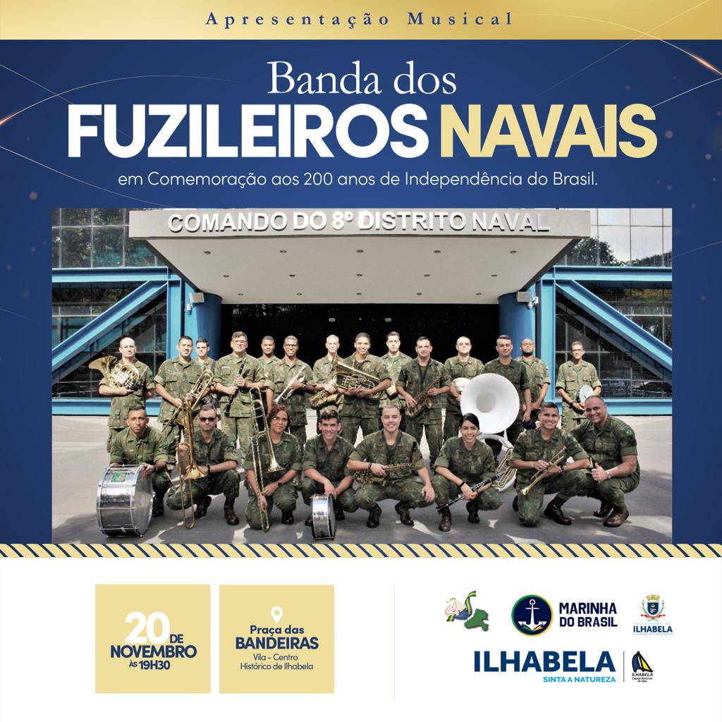 Banda dos Fuzileiros Navais realizará apresentação em Ilhabela