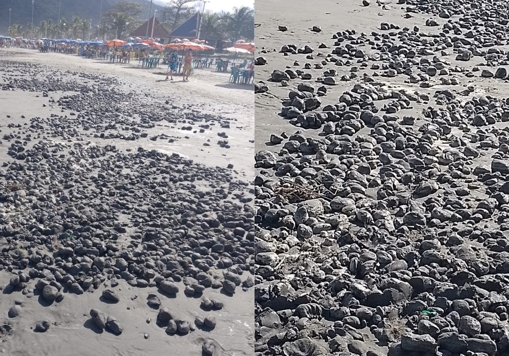 Efeito ‘liquidificador’ faz bolas surgirem em praia de SP e fenômeno encanta moradores