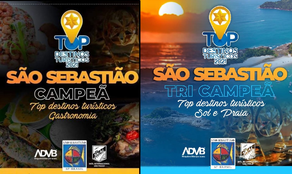 São Sebastião é Campeã do Top Destinos Turísticos 2021 nas categorias “Praia e Sol” e “Gastronomia”