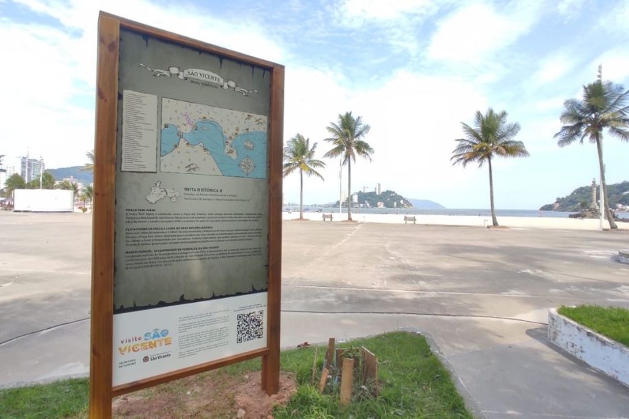 Tour autoguiado e novos totens estimulam o turismo e história de São Vicente