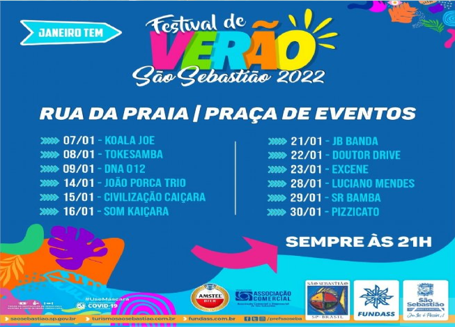 Festival de Verão de São Sebastião acontece durante todo o mês de janeiro em 10 pontos da cidade