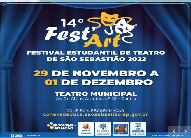Começa nesta terça-feira (29) o 14º Festival Estudantil de Teatro de São Sebastião