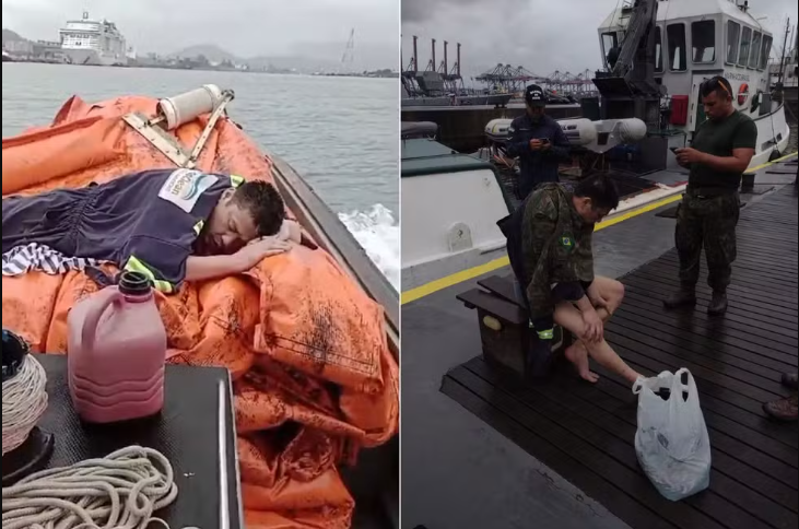 Chinês à deriva no mar é resgatado por trabalhadores do Porto de Santos