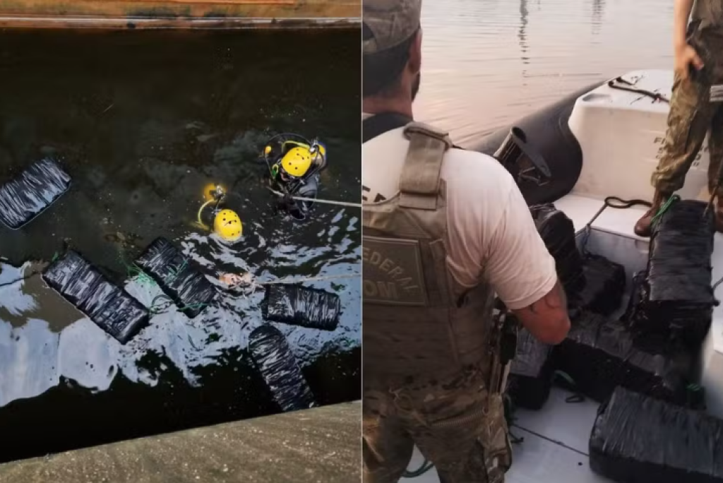 Mergulhadores localizam mais de 210 kg de cocaína escondidos em casco de navio no Porto de Santos